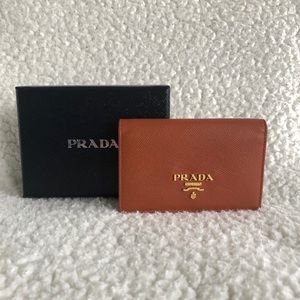 Prada Saffiano Leather Business Card Holder 1M1122